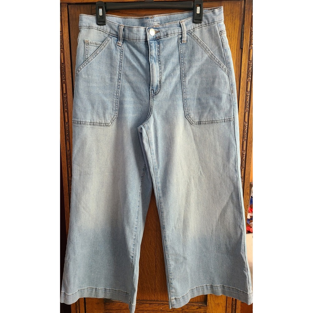 Time and Tru Womens High Rise Wide Leg Jeans Light Wash Blue Size 14